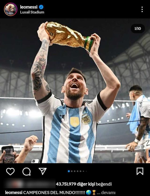 Tarihe geçen paylaşım! Messi'nin kupalı fotoğraflarının beğeni sayısı ağızları açık bıraktı Tarihe geçen paylaşım! Messi'nin kupalı fotoğraflarının beğeni sayısı ağızları açık bıraktı