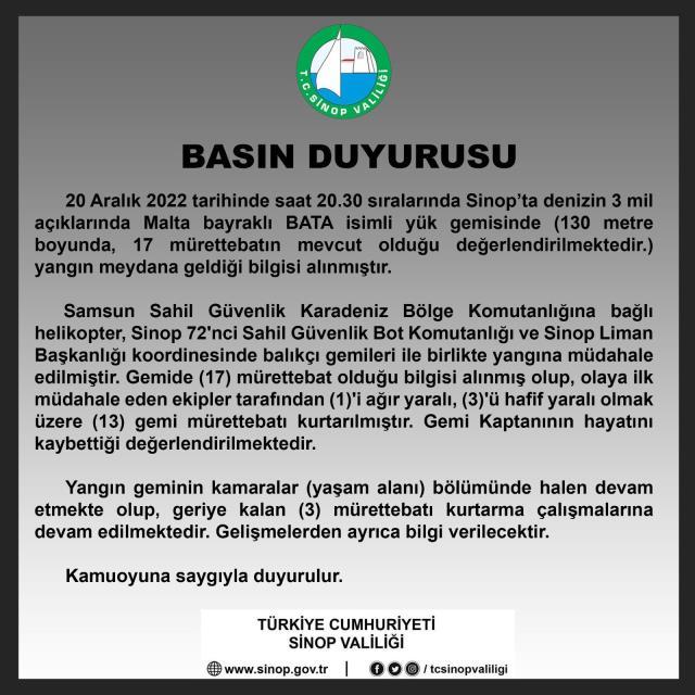 Sinop gemi yangını neden çıktı? Sinop'ta yük gemisi yangını sebebi ne, yangın neden çıktı?
