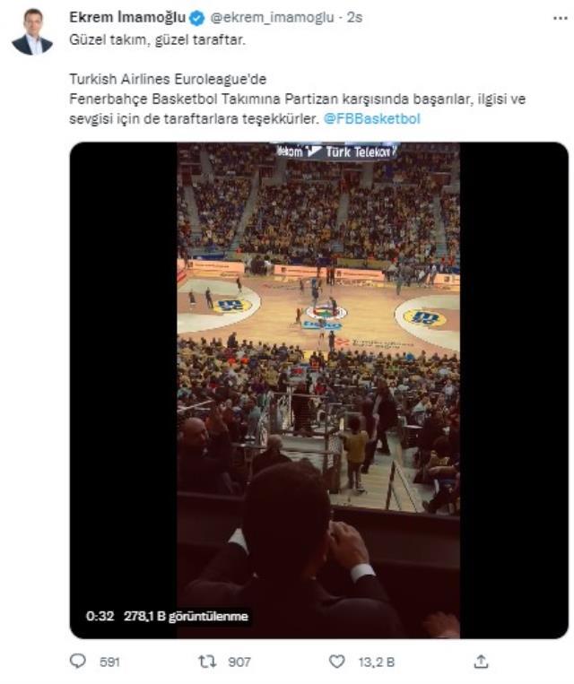 Fenerbahçeli taraftarlar Ekrem İmamoğlu'nu ayakta alkışladı