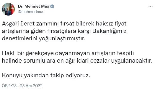 Son Dakika: Ticaret Bakanlığı, asgari ücret zammı sonrası haksız fiyat artışı yapan işletmelere karşı denetim başlattı