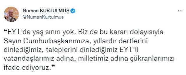 EYT düzenlemesine iş dünyası ve siyasetçiler ne dedi? İşte gelen yorumlar EYT düzenlemesine iş dünyası ve siyasetçiler ne dedi? İşte gelen yorumlar