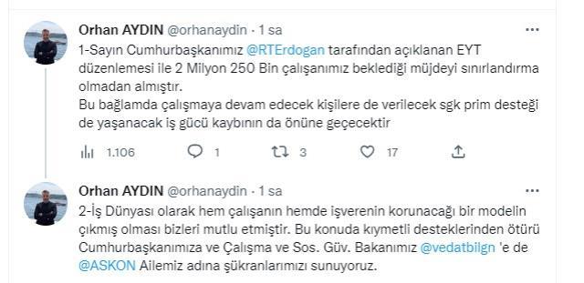 EYT düzenlemesine iş dünyası ve siyasetçiler ne dedi? İşte gelen yorumlar EYT düzenlemesine iş dünyası ve siyasetçiler ne dedi? İşte gelen yorumlar