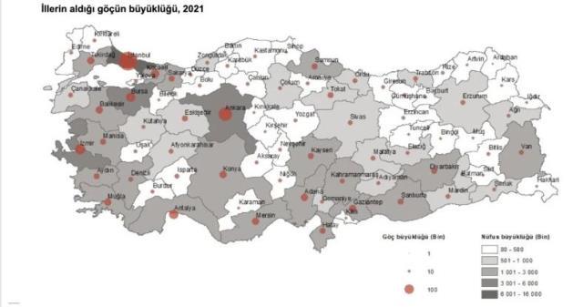 Türkiye göç haritası: En çok göç alan ve göç veren iller neresi 2022? TÜİK en çok göç alan büyük şehirler hangileri?