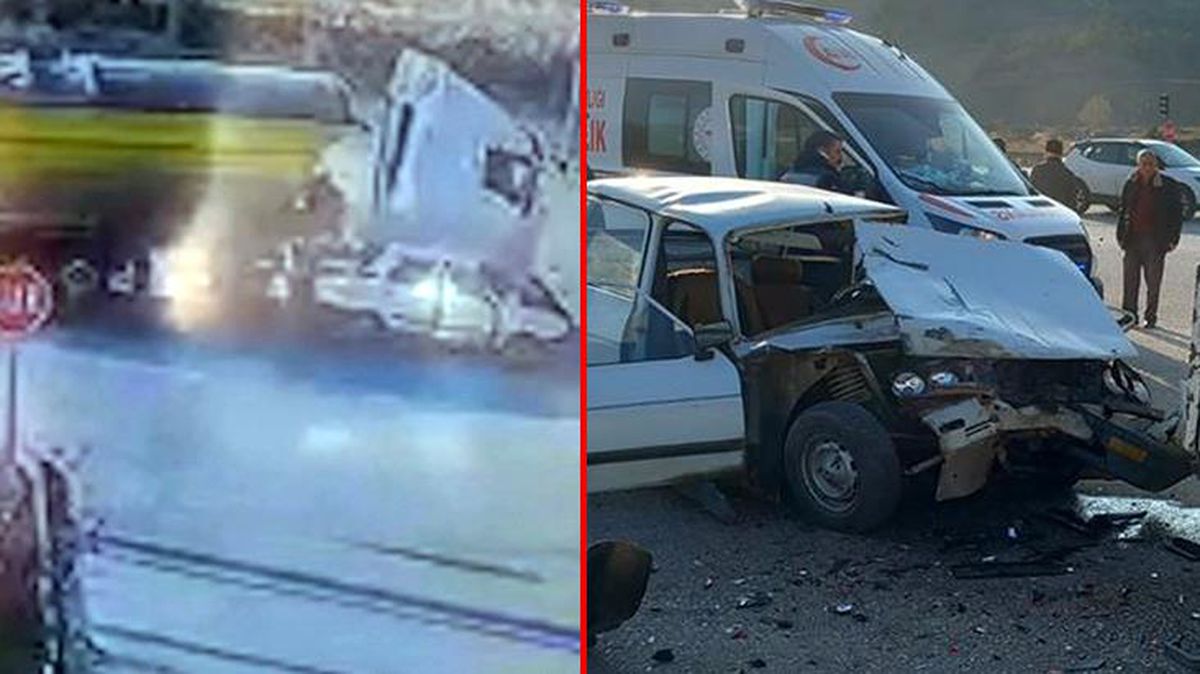 Kırıkkale'de hafriyat kamyonu, otomobili hurdaya çevirdi! Korkunç kaza güvenlik kamerasında