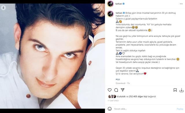 Kariyerinin 30.yılını kutlayan Megastar Tarkan'dan duygusal paylaştım