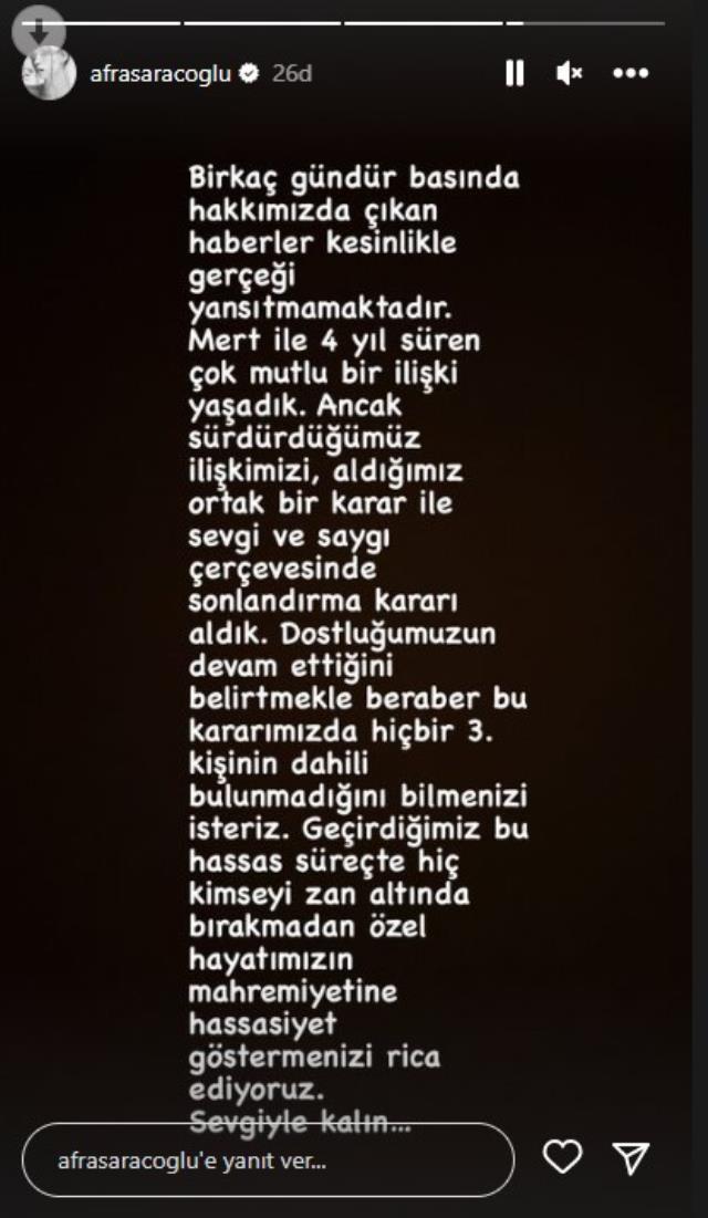 Afra Saraçoğlu Mert Yazıcıoğlu ayrıldı mı? Afra Saraçoğlu Mert Yazıcıoğlu neden ayrıldı? Afra Saraçoğlu Mert Yazıcıoğlu ayrıldı mı? Afra Saraçoğlu Mert Yazıcıoğlu neden ayrıldı?