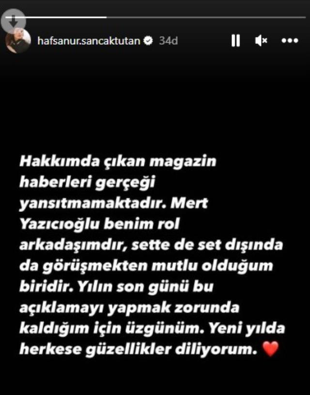 Hafsanur Sancaktutan, partneri Mert Yazıcıoğlu ile aşk yaşadığı iddiasını yalanladı Hafsanur Sancaktutan, partneri Mert Yazıcıoğlu ile aşk yaşadığı iddiasını yalanladı