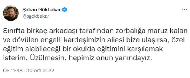 Şahan Gökbakar, engelli öğrenciye şiddete sessiz kalmadı! Sosyal medyadan aileye bir çağrısı var