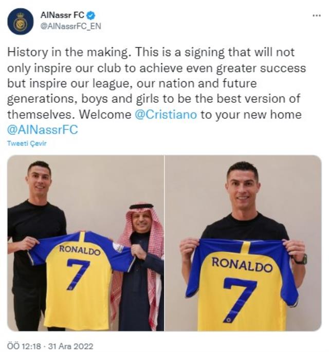 Son dakika: Cristiano Ronaldo resmen Al Nasrr'da! Futbol tarihinin en büyük yıllık ücretini kazanacak
