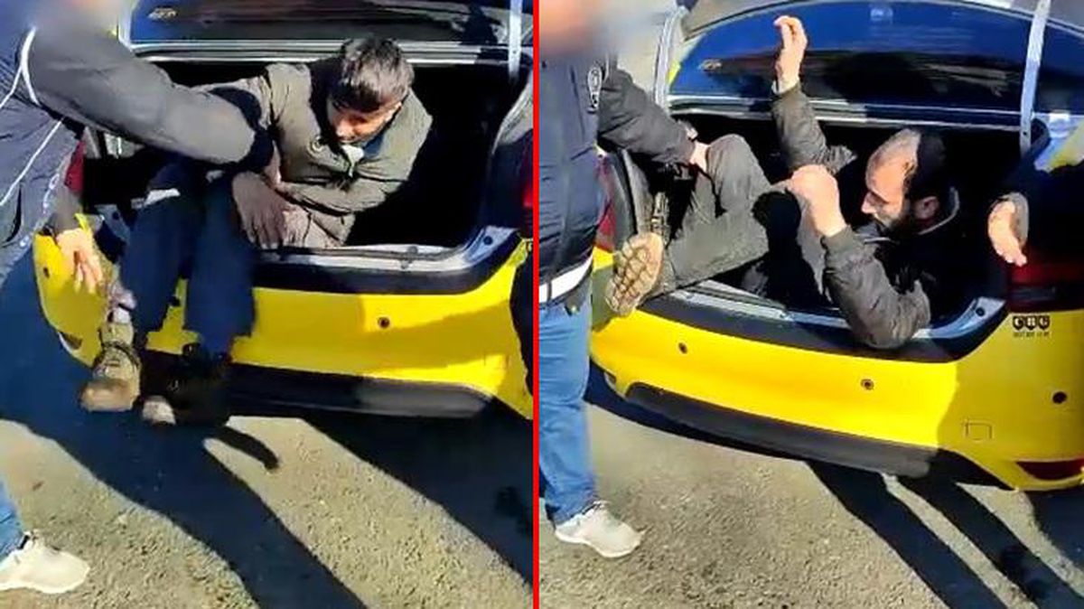 Ticari taksiye kaçak göçmen operasyonu: Bagajı açan polisler şaşkına döndü