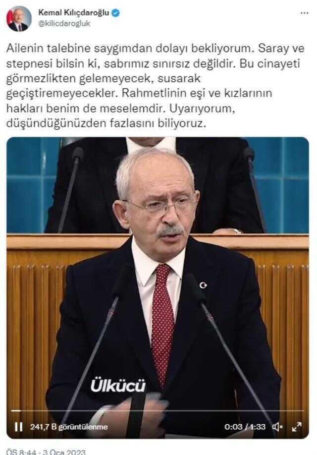 Konu: Sinan Ateş suikastı! Kılıçdaroğlu, 'Uyarıyorum' diyerek AK Parti ve MHP'yi işaret etti