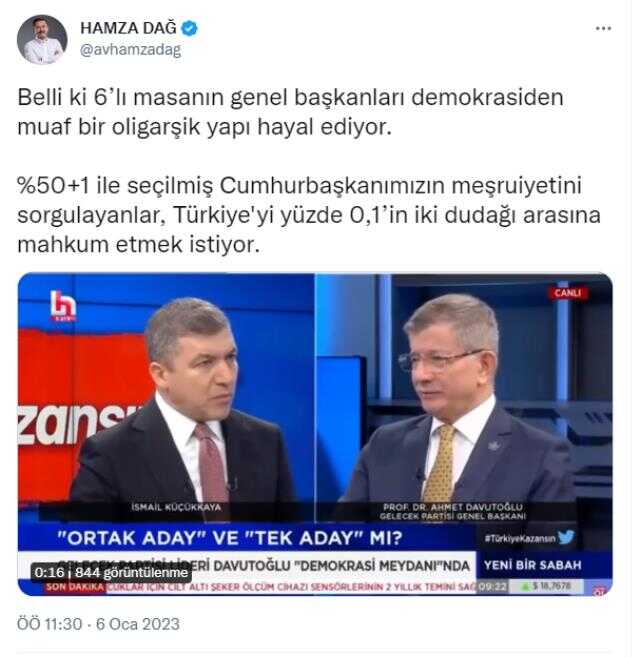 Davutoğlu'nun 'Herkesin imza yetkisi olacak' söylemlerine Hamza Dağ'dan tepki geldi: Oligarşik bir yapı hayal ediyorlar