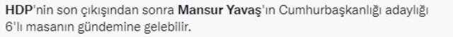 HDP'nin keskin çıkışı sonrası Mansur Yavaş ismi Twitter'da gündeme oturdu
