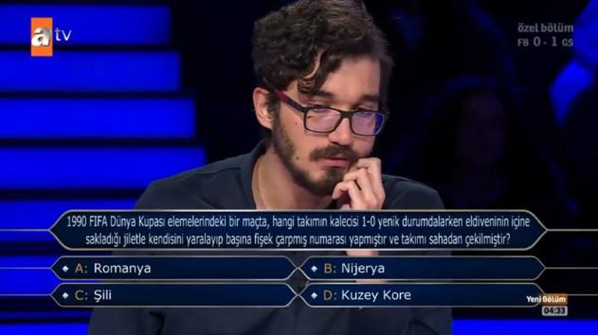 (1990 FIFA Dünya Kupası elemelerindeki bir maçta..) Kim Milyoner Olmak İster 8 Ocak Sorusu Cevabı Nedir? Kim Milyoner Olmak İster 200 Bin TL'lik soru!