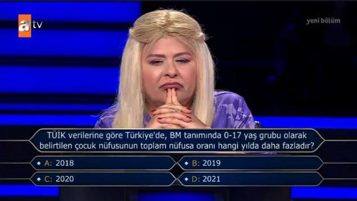 (TÜİK verilerine göre Türkiye'de, BM tanımında...) Kim Milyoner Olmak İster 8 Ocak Sorusu Cevabı Nedir? Kim Milyoner Olmak İster 50 Bin TLlik soru