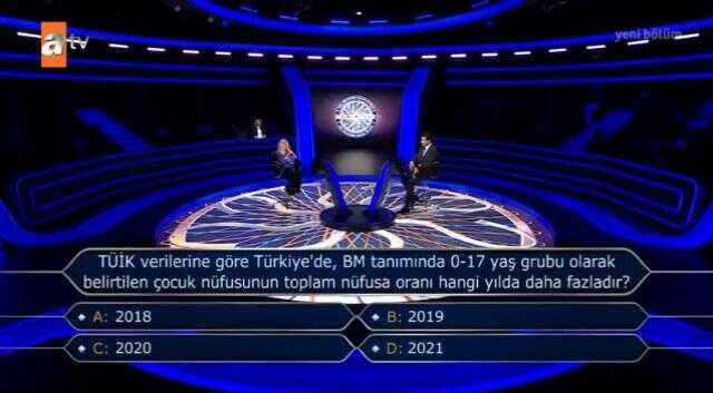 (TÜİK verilerine göre Türkiye'de, BM tanımında...) Kim Milyoner Olmak İster 8 Ocak Sorusu Cevabı Nedir? Kim Milyoner Olmak İster 50 Bin TLlik soru