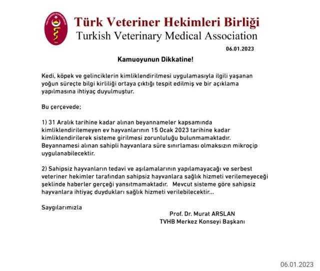 Çipsiz hayvanların tedavi edilmeyeceği iddiası gerçeği yansıtmıyor Çipsiz hayvanların tedavi edilmeyeceği iddiası gerçeği yansıtmıyor