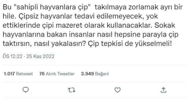 Çipsiz hayvanların tedavi edilmeyeceği iddiası gerçeği yansıtmıyor Çipsiz hayvanların tedavi edilmeyeceği iddiası gerçeği yansıtmıyor