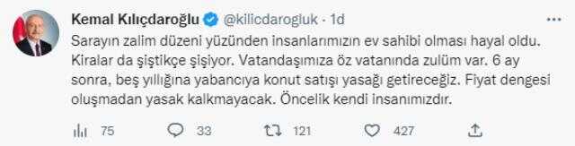 Kılıçdaroğlu'ndan bir seçim vaadi daha: 5 yıllığına yabancıya konut satışı yasağı getireceğiz Kılıçdaroğlu'ndan bir seçim vaadi daha: 5 yıllığına yabancıya konut satışı yasağı getireceğiz
