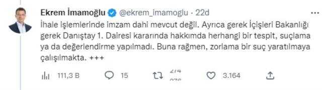 Hakkında bir kez daha dava açılan İmamoğlu: Zorlama bir suç yaratılmaya çalışılmakta Hakkında bir kez daha dava açılan İmamoğlu: Zorlama bir suç yaratılmaya çalışılmakta