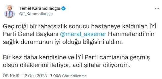 Son Dakika: İYİ Parti lideri Meral Akşener, kalp rahatsızlığı nedeniyle hastaneye kaldırıldı Son Dakika: İYİ Parti lideri Meral Akşener, kalp rahatsızlığı nedeniyle hastaneye kaldırıldı