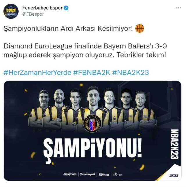 Diamond EuroLeague şampiyonu Fenerbahçe Espor oldu