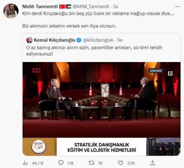 Kılıçdaroğlu'nun 'Aklınızı alırım sizin' tepkisinde bulunduğu SADAT'tan ortalığı karıştıracak reklam çıkışı
