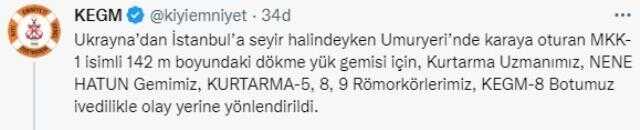 Son Dakika! Ukrayna'dan İstanbul'a gelen yük gemisi Boğaz'da karaya oturdu, deniz trafiği askıya alındı