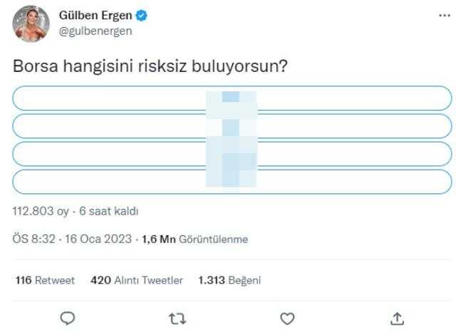 Borsayla ilgili anket yapan Gülben Ergen'e gizli reklam uyarısı: Başına dert alır