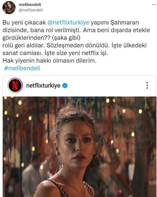 Cinsiyet değiştiren ünlü oyuncu Meli Bendeli'den çarpıcı iddia: Etekle gördükleri için Şahmaran'daki rolüm alındı Cinsiyet değiştiren ünlü oyuncu Meli Bendeli'den çarpıcı iddia: Etekle gördükleri için Şahmaran'daki rolüm alındı