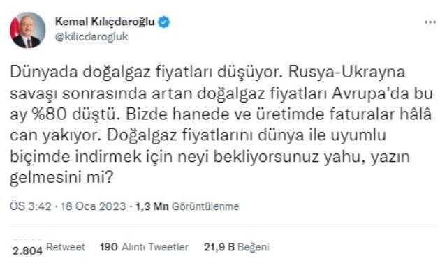 Kılıçdaroğlu'ndan dikkat çeken 'doğal gaz' çıkışı: İndirim yapmak için neyi bekliyorsunuz?