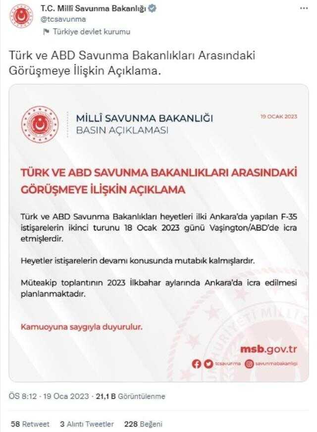 Kritik F-35 görüşmesi sonrası MSB'den açıklama geldi: İstişareler devam edecek