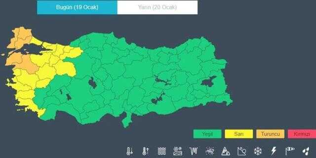 Meteoroloji'den 20 kent için sarı ve turuncu kodlu uyarı