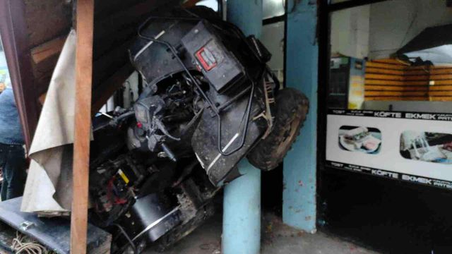 Tamiri yapılan ATV kendi kendine hareket edince olanlar oldu