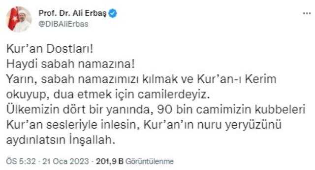 İsveç'teki skandal sonrası Diyanet İşleri Başkanı Erbaş'tan Kur'an-ı Kerim okuma çağrısı