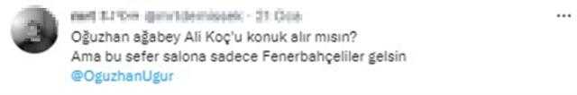 Fenerbahçeli taraftarlardan Oğuzhan Uğur'a çağrı: Lütfen programa çağır