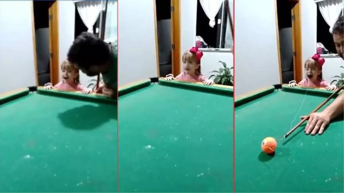 Bilardo topuna vurarak kızının dişini çekti! Görüntüler sosyal medyada gündem oldu