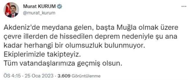 Son Dakika: Muğla'nın Seydikemer ilçesinde 5.4 büyüklüğünde deprem! Sarsıntı çevre illerde de hissedildi Son Dakika: Muğla'nın Seydikemer ilçesinde 5.4 büyüklüğünde deprem! Sarsıntı çevre illerde de hissedildi