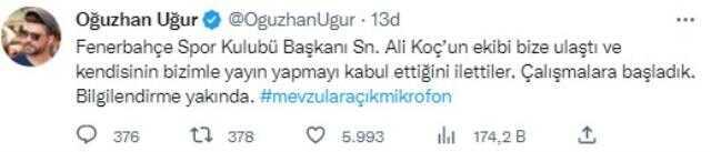 Taraftarın isteği gerçekleşti! Ali Koç'tan Oğuzhan Uğur'a sürpriz telefon Taraftarın isteği gerçekleşti! Ali Koç'tan Oğuzhan Uğur'a sürpriz telefon