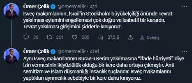 İsveç'in ikiyüzlülüğü! Kur'an yakmaya izin var, Tevrat'a yok