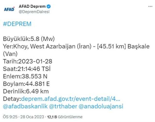 Son Dakika: İran'da 5.8 büyüklüğünde deprem! Şiddetli sarsıntı Van ve çevre illerden de hissedildi