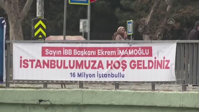 İBB Başkanı Ekrem İmamoğlu için 'İstanbul'a hoş gedin' pankartı