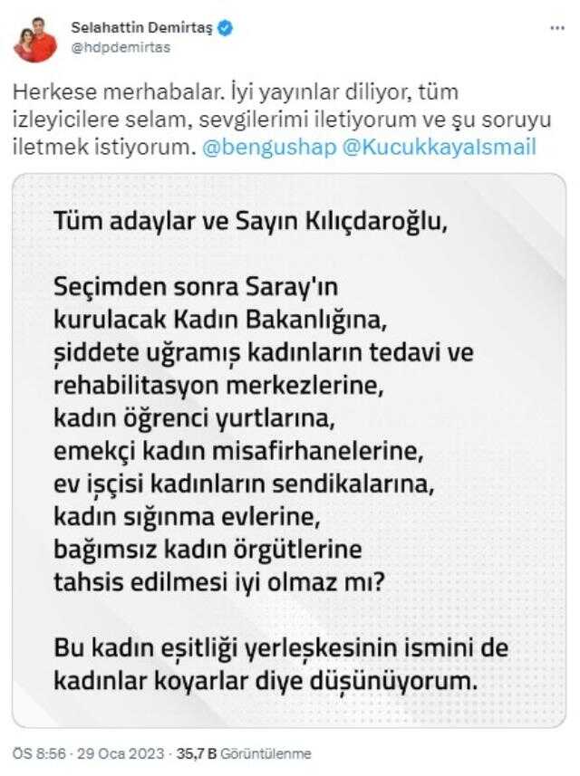 Selahattin Demirtaş'tan Kemal Kılıçdaroğlu'na canlı yayında soru