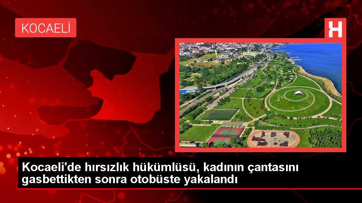 Kocaeli'de hırsızlık hükümlüsü, kadının çantasını gasbettikten sonra otobüste yakalandı