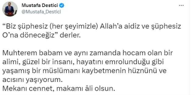 BBP Genel Başkanı Mustafa Destici'nin babası hayatını kaybetti BBP Genel Başkanı Mustafa Destici'nin babası hayatını kaybetti