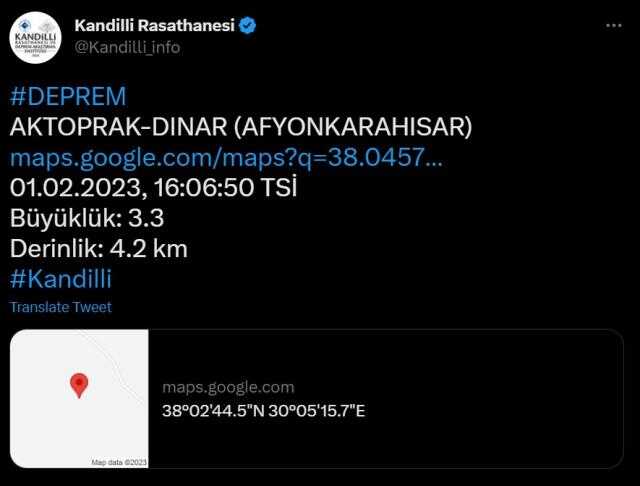 SON DAKİKA! Afyonkarahisar'da deprem mi oldu? Afyonkarahisar'da deprem mi oldu? Az önce Afyon'da deprem mi oldu? AFAD son depremler listesi!