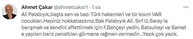 Ahmet Çakar, Fenerbahçe maçının hakemi Ali Palabıyık'ı açık açık tehdit etti: Burnundan fitil fitil gelecek