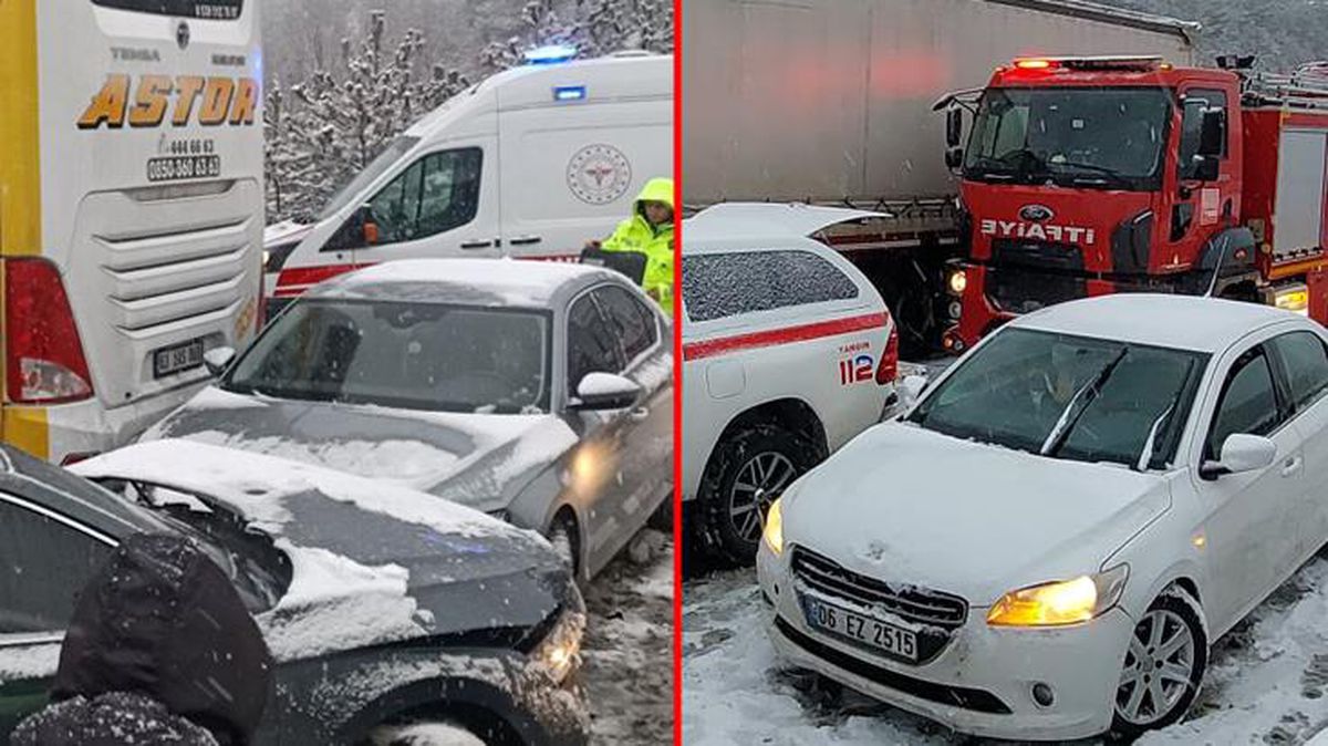 Son Dakika: Bolu'da zincirleme kaza! 7 araç birbirine girdi, yaralılar var