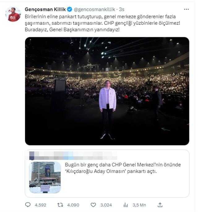 CHP'nin programında konuşan Kılıçdaroğlu'na tepki! Bir genç ayağa kalkarak 'Aday olma' diye bağırdı CHP'nin programında konuşan Kılıçdaroğlu'na tepki! Bir genç ayağa kalkarak 'Aday olma' diye bağırdı