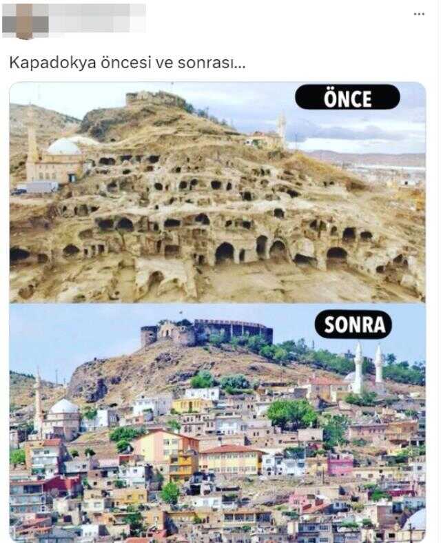 Fotoğrafın Kapadokya'nın öncesi ve sonrasını gösterdiği iddiası yanlış Fotoğrafın Kapadokya'nın öncesi ve sonrasını gösterdiği iddiası yanlış